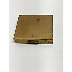 Vintage Compact Mirror Powder Case Gold-Tone Rectangle Art Deco‎ 3"